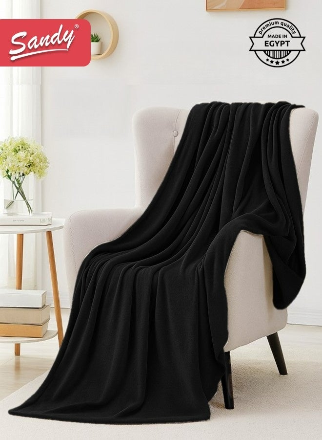 Sandy Lightweight Bedding Blanket, Single Size 220 x 170 cm, High Quality and Super Soft All Season Fleece Blanket, Optimal for Bed, Sofa, Couch and Home Decorations, Black - Image 1